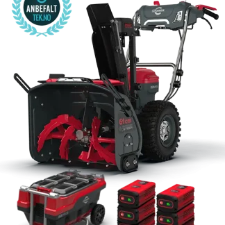 Cramer 82SN61 snøfreser med 8Ah batterier og multilader