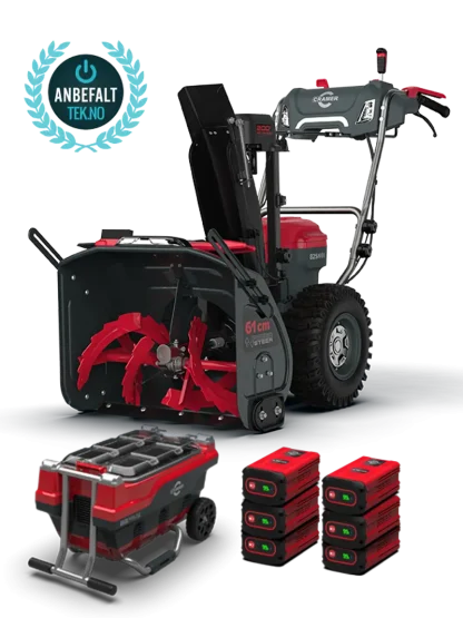Cramer 82SN61 snøfreser med 8Ah batterier og multilader